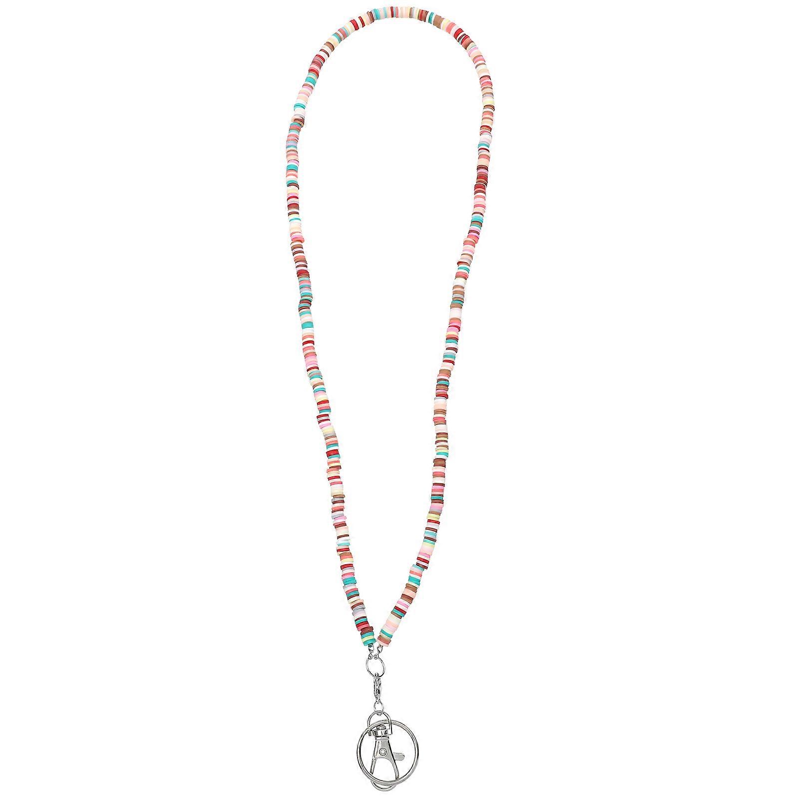 Polymer Clay Lanyard Key Lanyard Women Work Long Chain Zinc Alloy Keeps Items Secure 1Pack