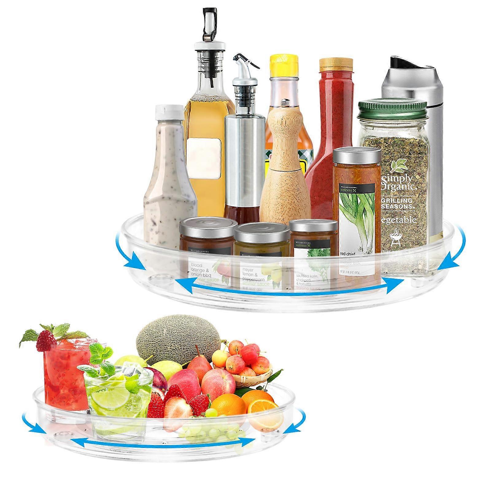 Rotating Spice Rack, Kitchen Organiser Lazy Susan, Pack of 2 Spice Holders