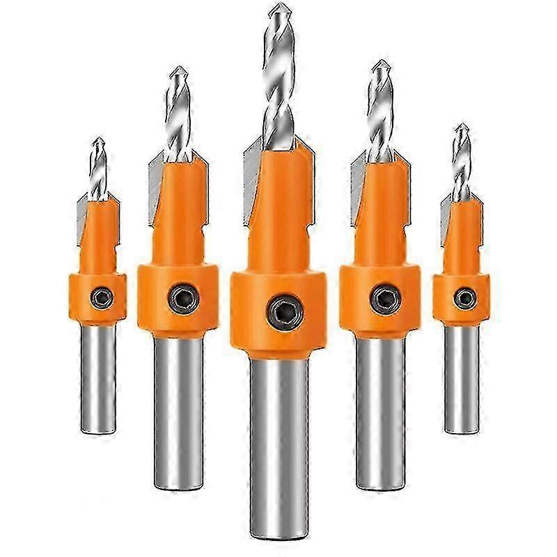 Drill Chuck -5pcs 8mm Countersink Countersink Wood Chamfer Drill Bit, Countersink Countersink Drill Bits For Woodworking, With Tapered