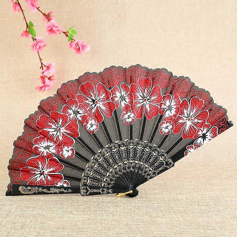 1PC Folding Fan Fashion Photo Prop Portable Sakura Pattern Party Favor Antique Style Hand Held Dance Fan