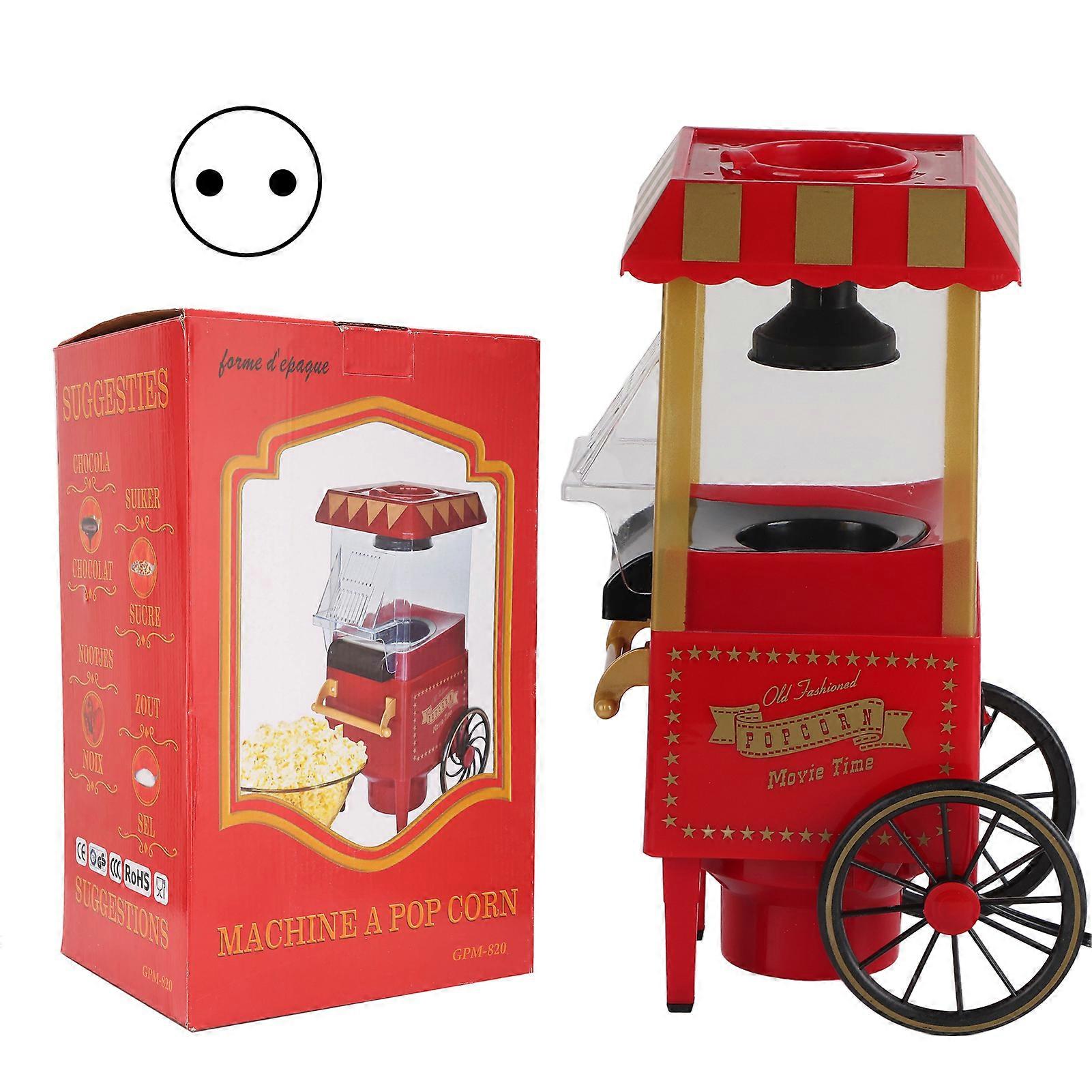Machine à pop-corn automatique rétro rouge, pour usage domestique, pour fête, anniversaire, prise UE 220 V