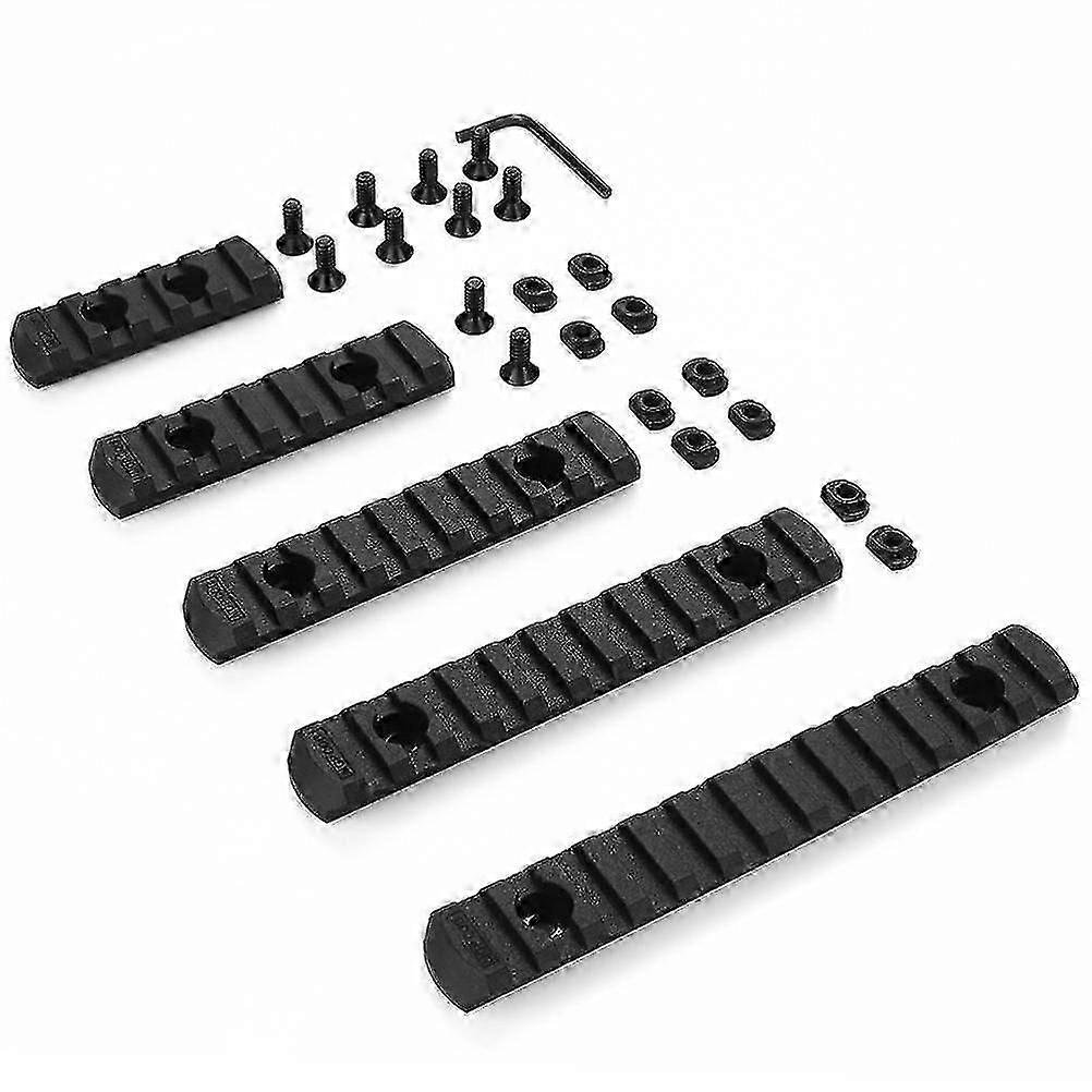 5-Piece M-Lok Rail Set Nylon Black 65mm-144mm with Hex Wrench | Lightweight Durable Accessory Mounting