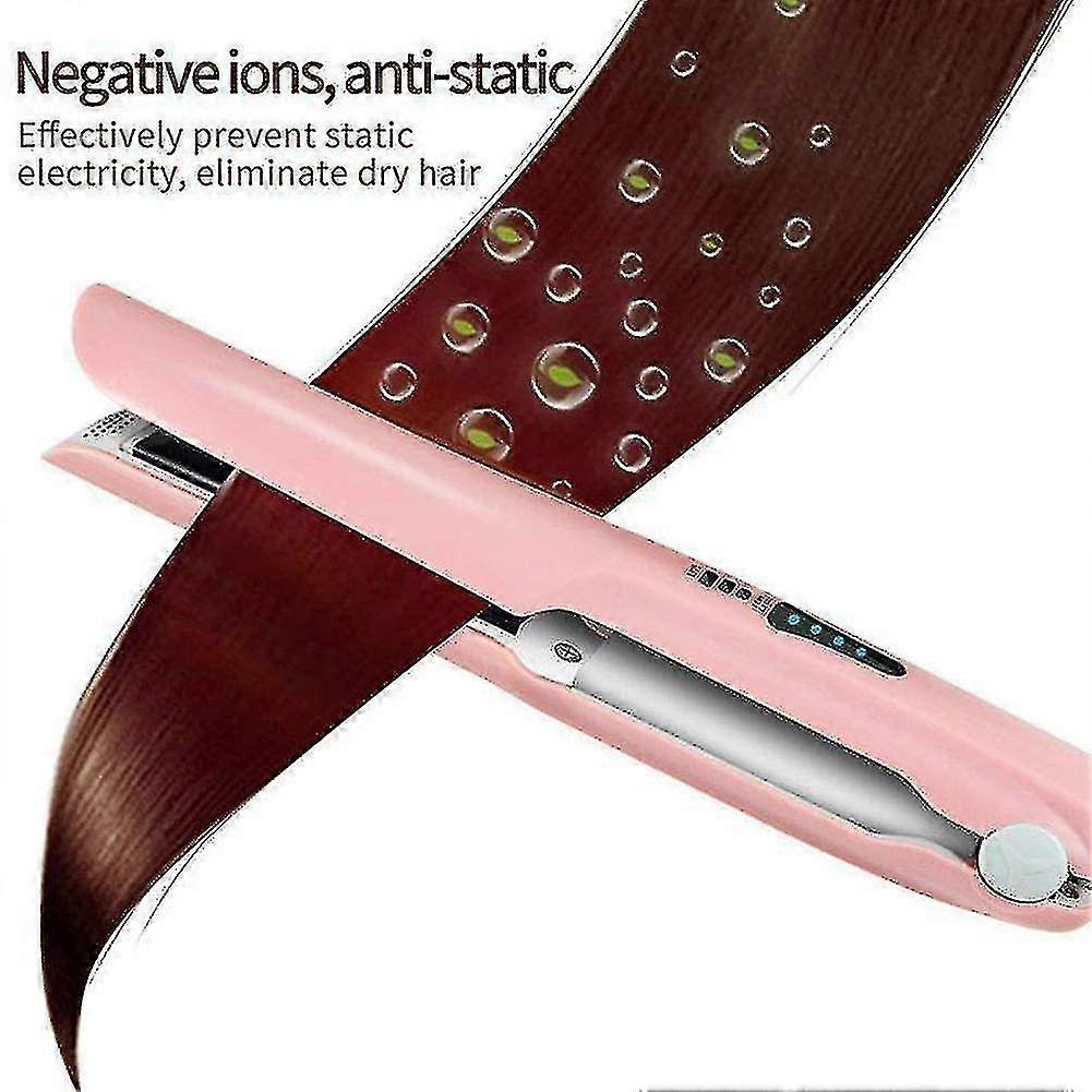 Mini Wireless Usb Rechargeable Cordless Hair Straightener Flat Iron 2 In 1 Device