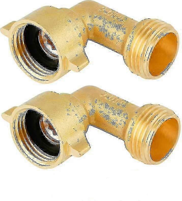 Messinki puutarhaletkun kyynärpääliitin (2kpl) - 90° kiinteä messinkisovitin 4 aluslevyllä