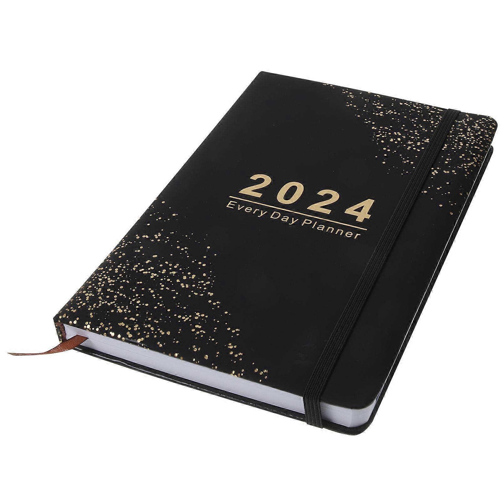 Monthly And Daily Planner Notebook For Office Workers Study Teaching 2024 21.2X14.5X2CM Black Paper 1Pack