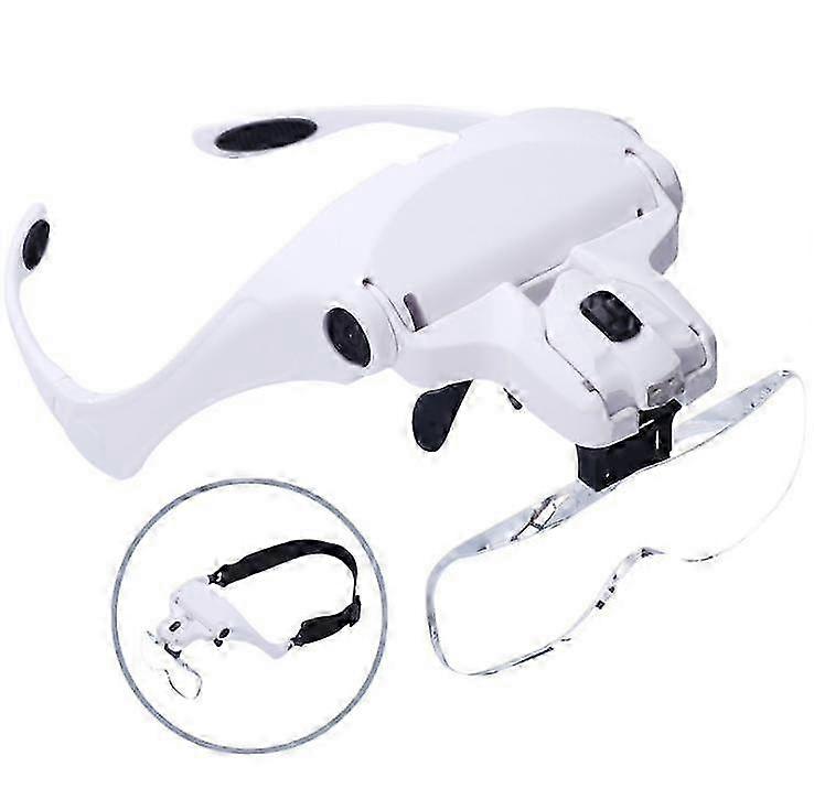 USB Rechargeable LED Head-Mounted Reading Glasses Magnifying Glass with 5x Magnification