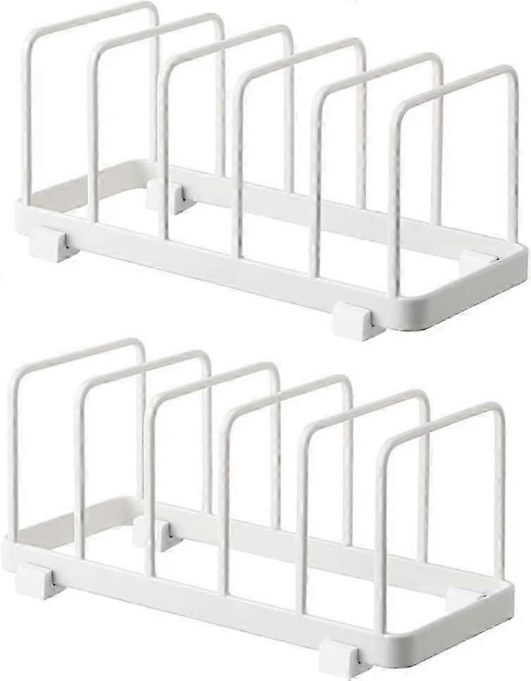 White Plate & Cutting Board Organiser Rack for Kitchen Cabinets, 2-Pack Space Saver