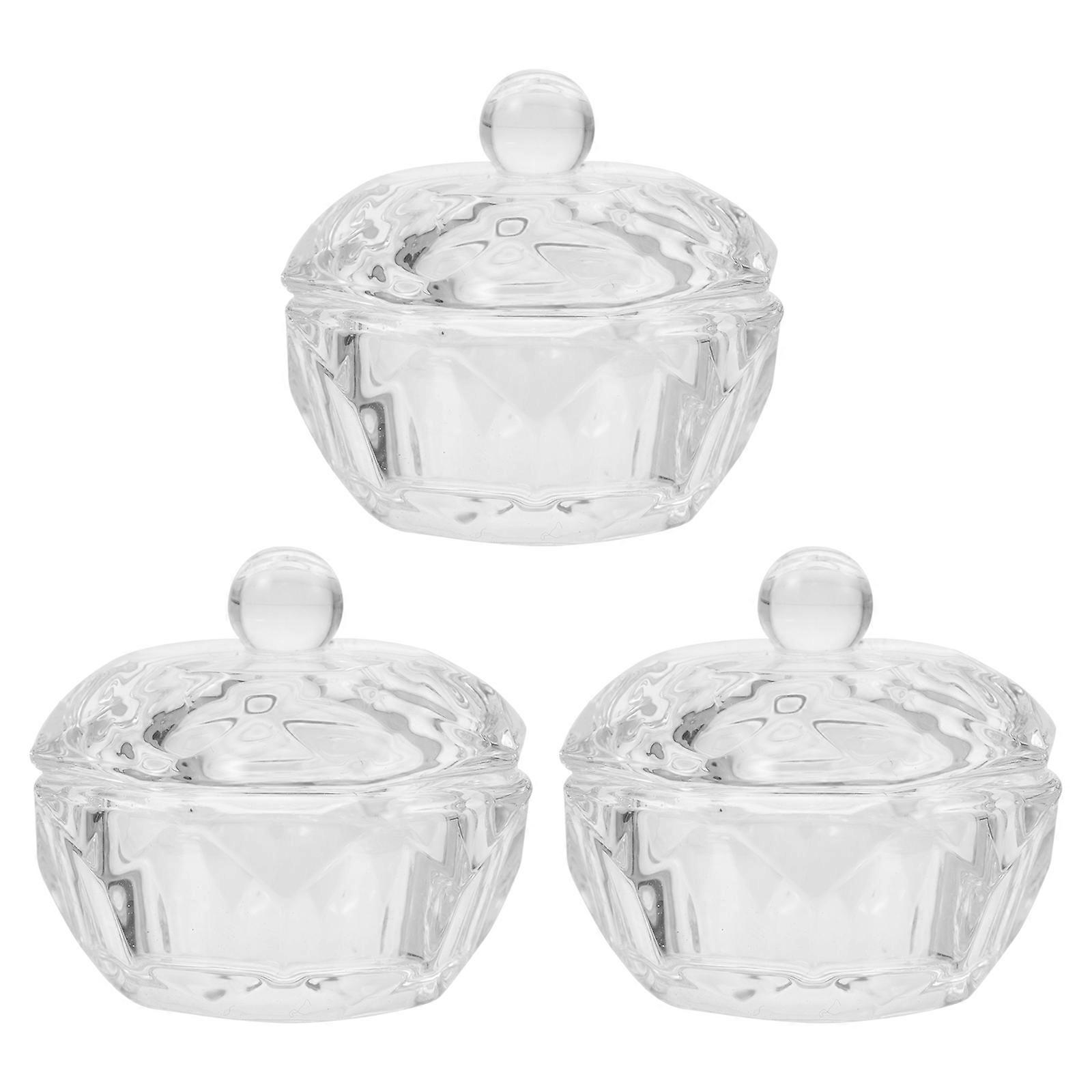 Glass Nail Cup Hand Soak Bowl for Manicures Professional Nail Salons 4x4x4cm Portable 3Pcs