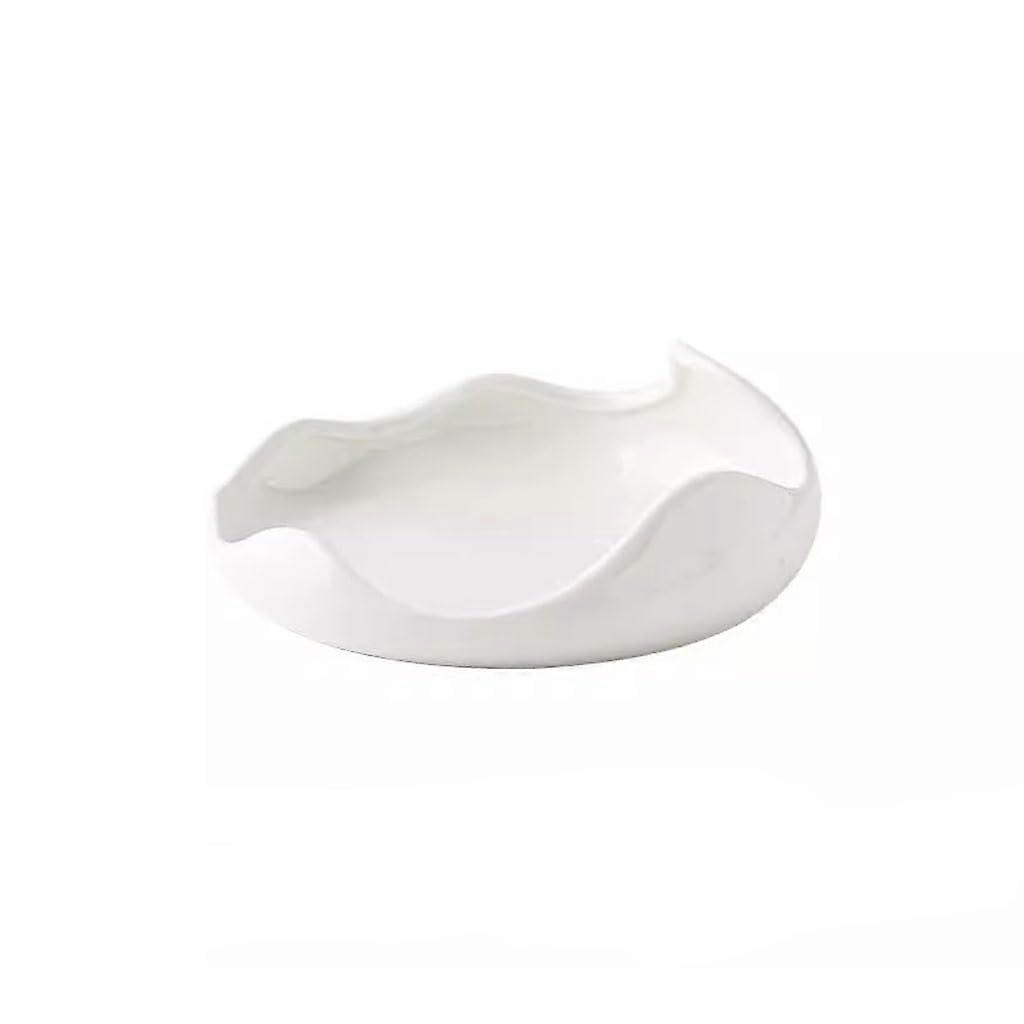 White Ceramic Irregular Western Dinner Plate, Appetizer Plate for Home, Salad Plate