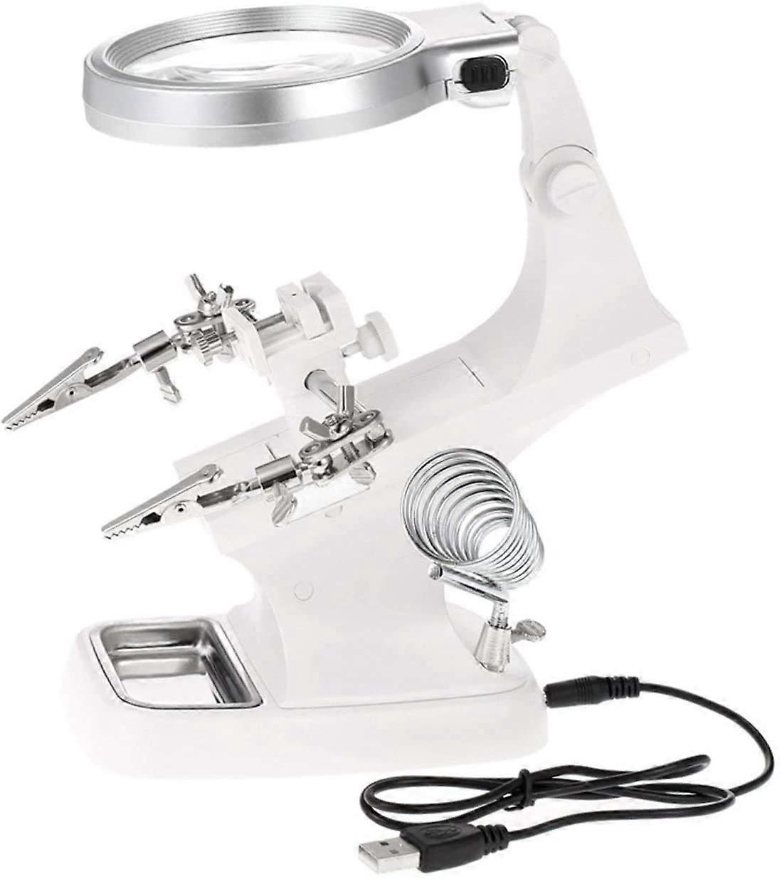 Magnifying glasses with stand, LED magnifiers for craftwork, 360degree rotation lamp
