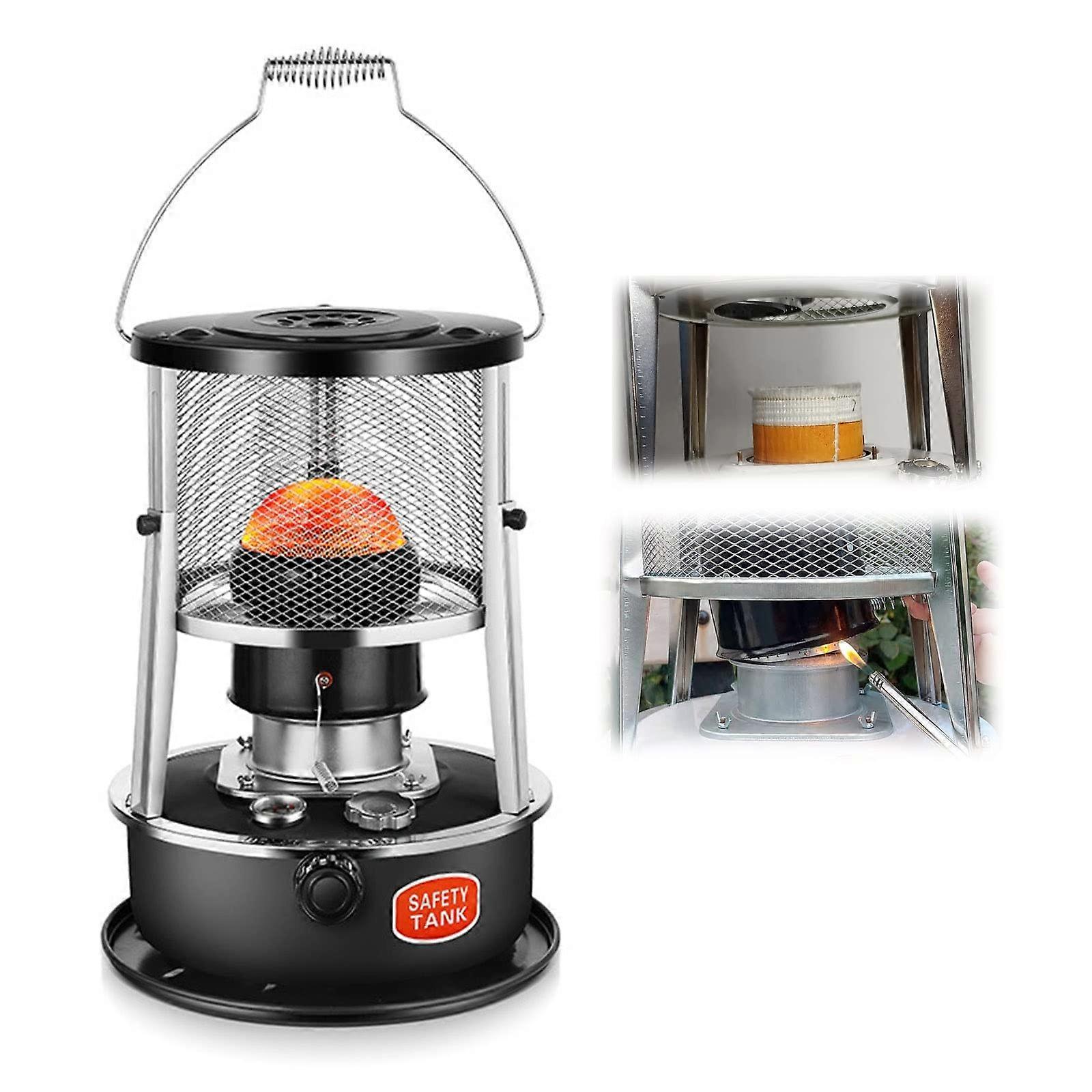 Adjustable Kerosene Stove Stainless Steel Tent Heater 4.5L Camping Wick Stove 360° Heating