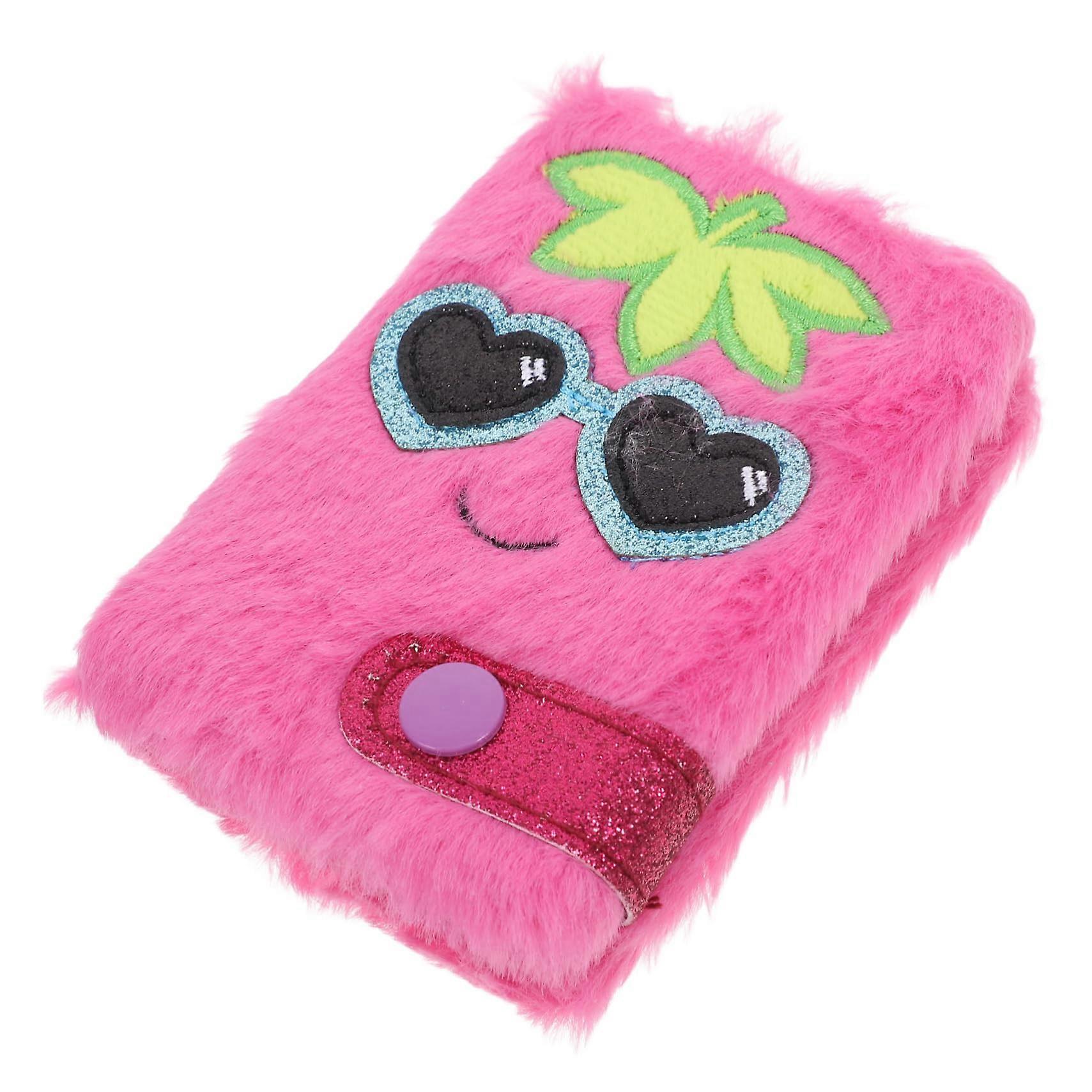 Plush Notebook Diary with Plush Cover, Multifunctional Cartoon Journal, Daily Use Writing Supplies, Rosy Paper