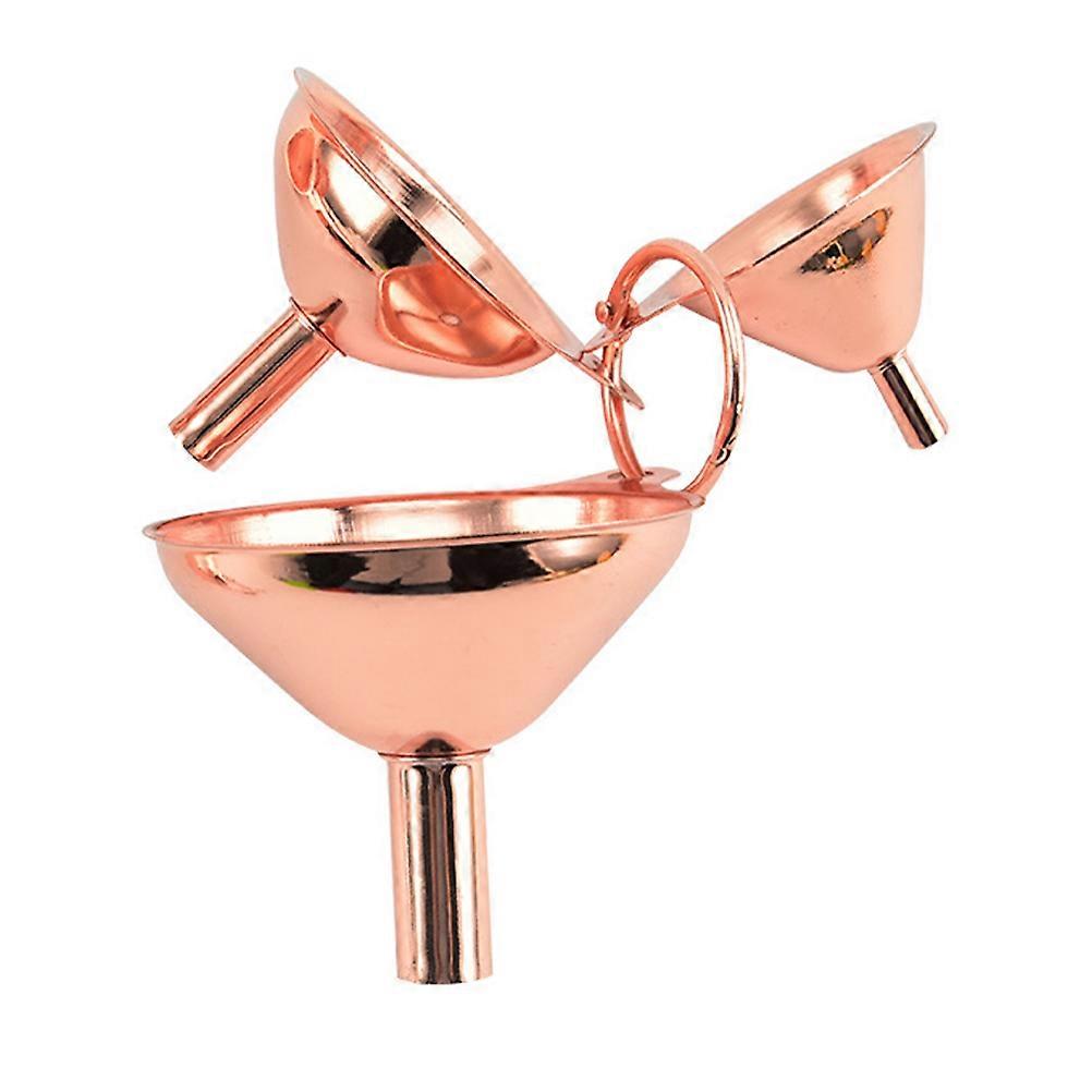 Stainless Steel Kitchen Funnels Set of 3 for Bottle Filling with Golden Color Smooth Surface and Wall Hangable Design