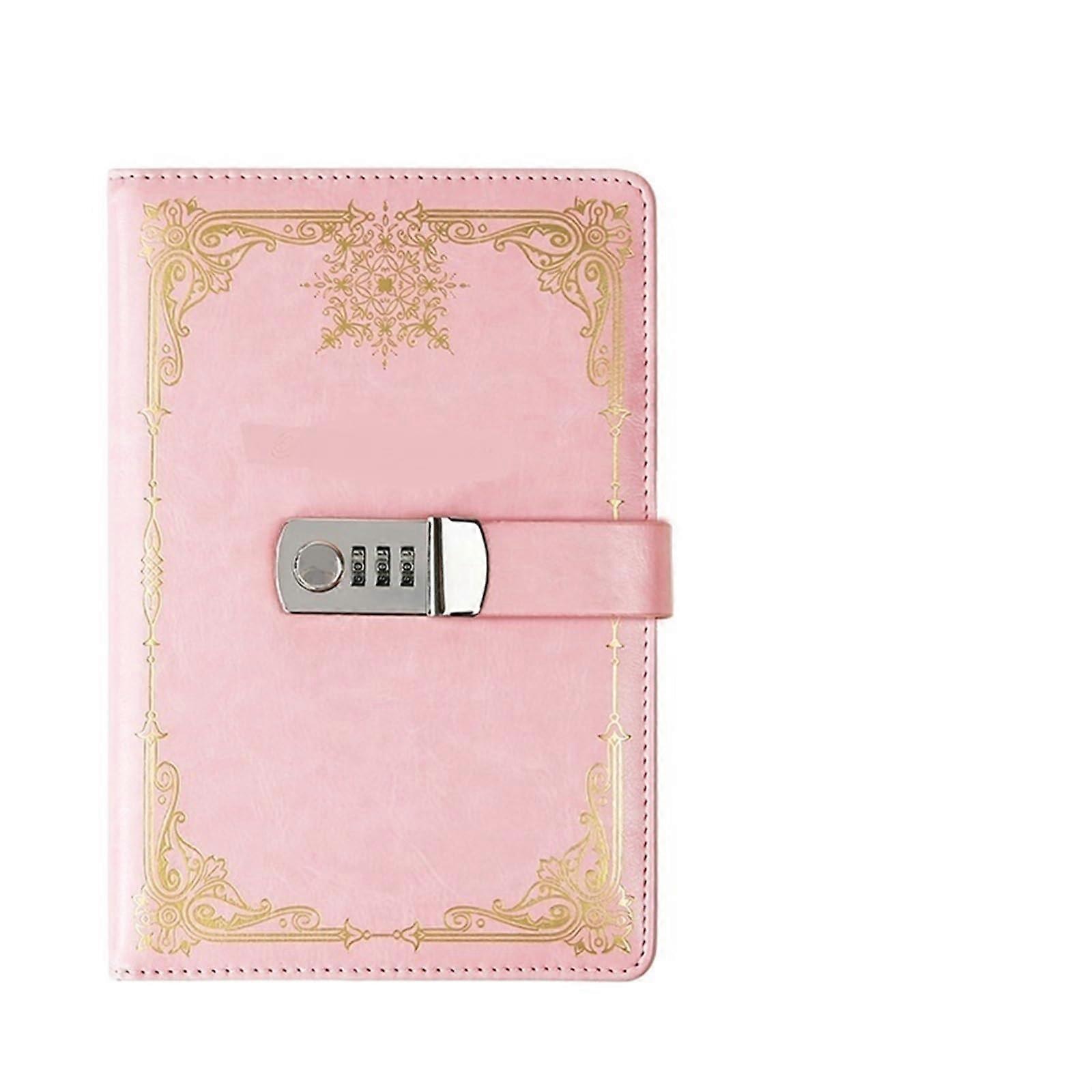 Diary Notebook, 200 Pages, Password, Lock, Simple, Delicate (Pink)