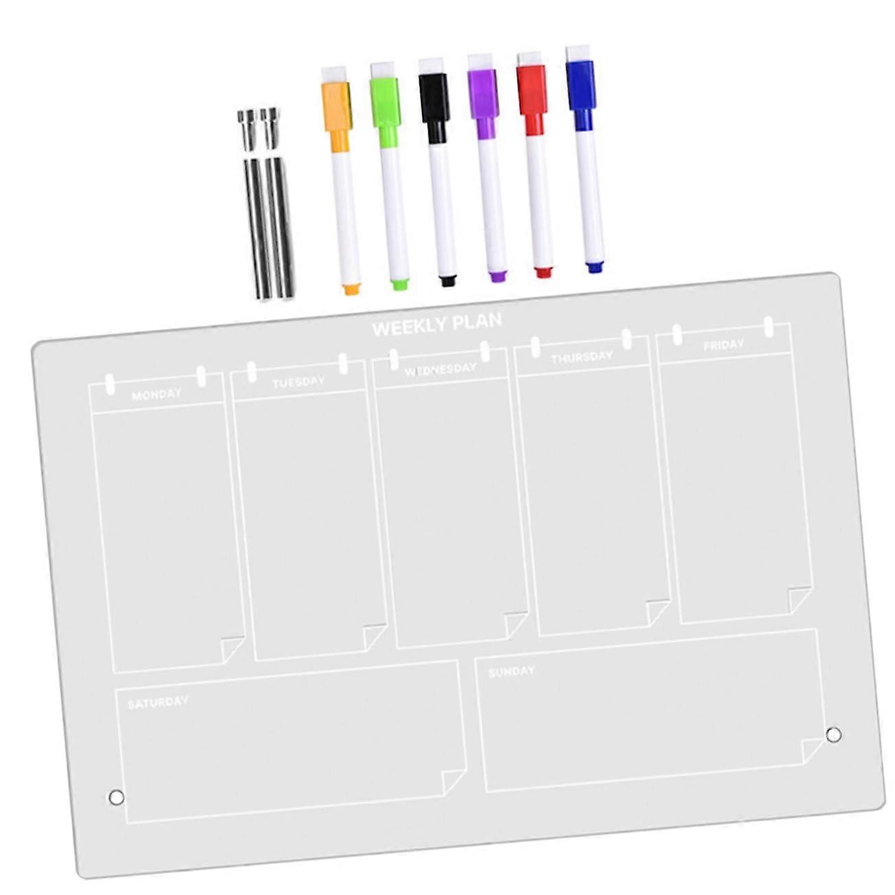 Acrylic Memo Board 1-Set, Clear Erasable Memo For Office And Home, Multifunction Writing Surface With Nails And Markers