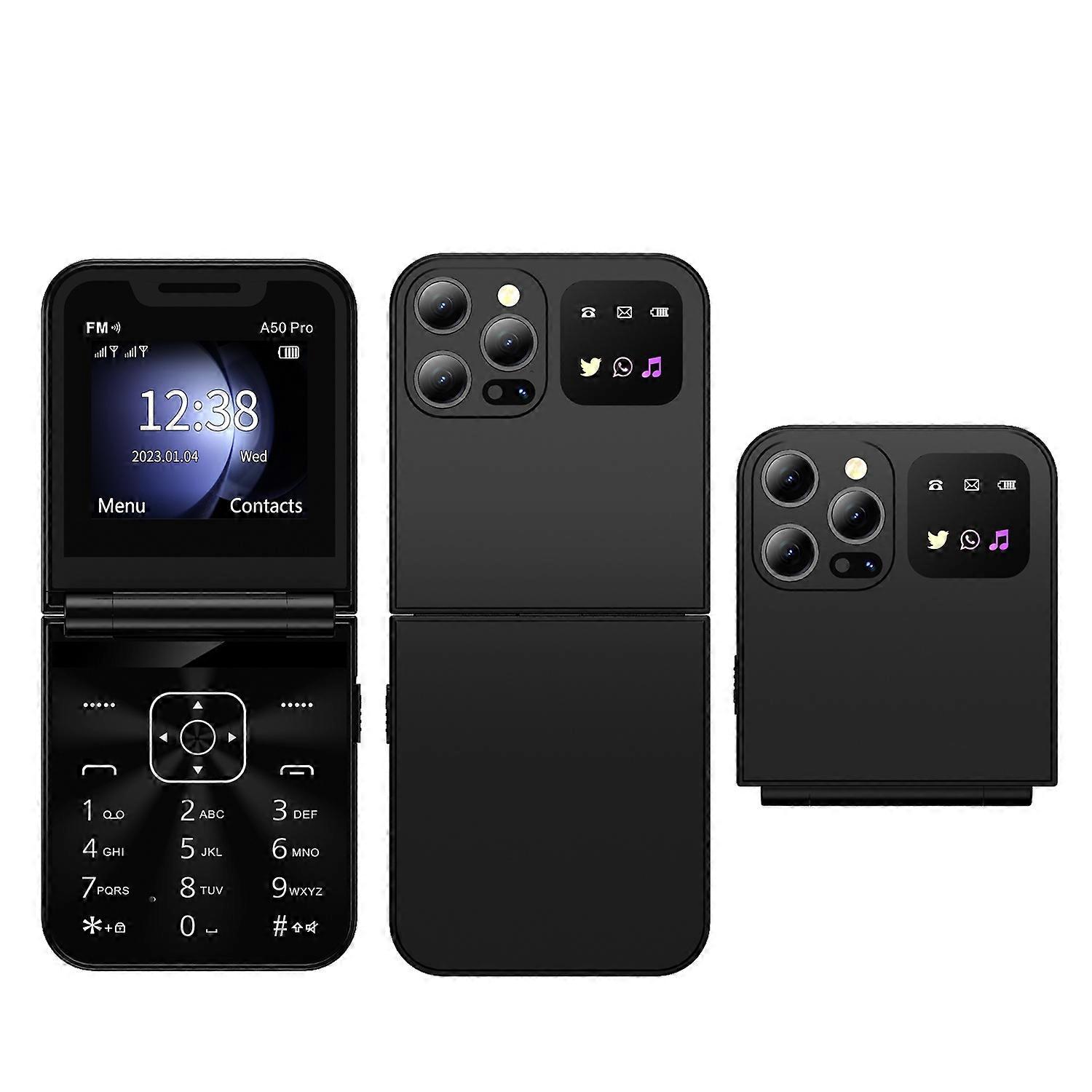 SERVO A50 Pro Dual SIM Flip 2G Bar Phone for Seniors - Black Language 2