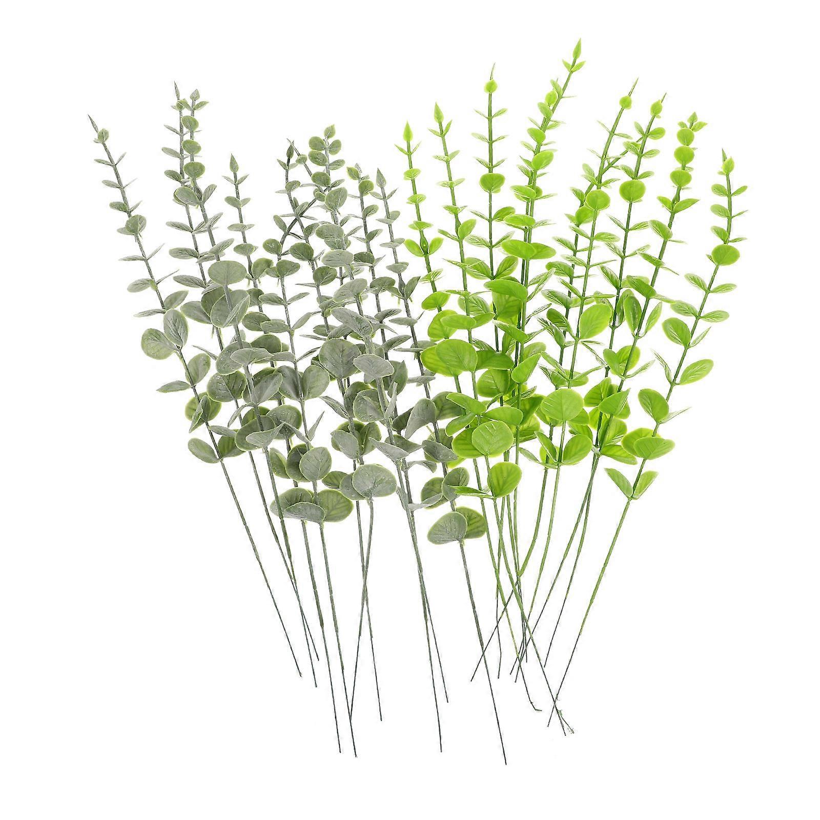 20pcs Realistic Artificial Eucalyptus Leaves Stems Bundle for Home, Wedding & Office Decor with Fresh Visual Effect