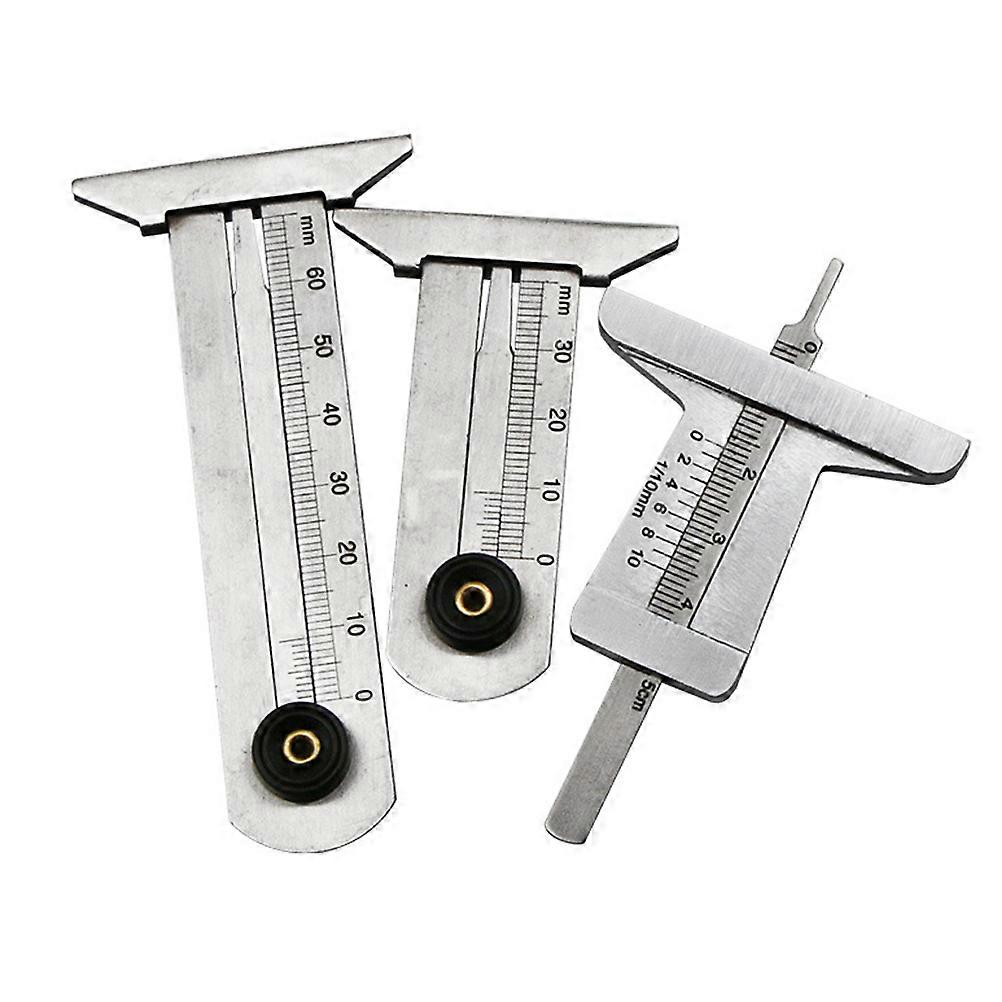 Tire Depth Ruler Tool Steel Safety Tyre Ruler Height Measurement Garage Use Car Owners 3Set