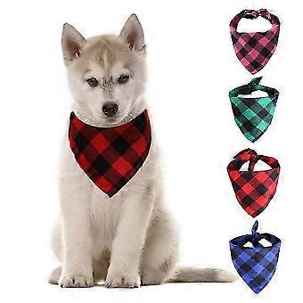 4-teiliges Set Haustier Sommer Dreieck Handtuch (mehrfarbig plaid-M), Kätzchen Halsband Haustier Halsband, Sommer Schal, Speichel Schal, Hundehalsband
