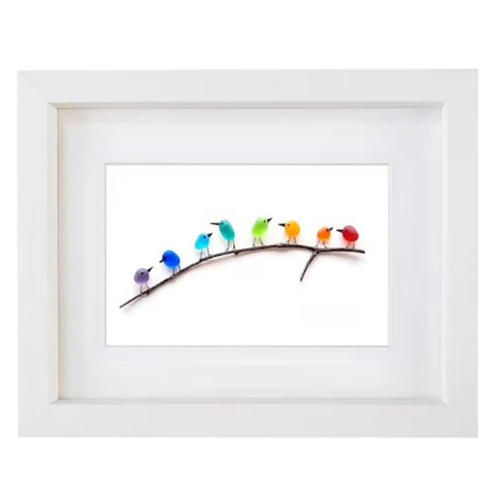 زجاج البحر وصورة الأخشاب الطافية ، غير مؤطرة فريدة من نوعها مصنوعة يدويا ، ديكور جدار طائر قوس قزح ، مناسبة لغرفة النوم وغرفة المعيشة