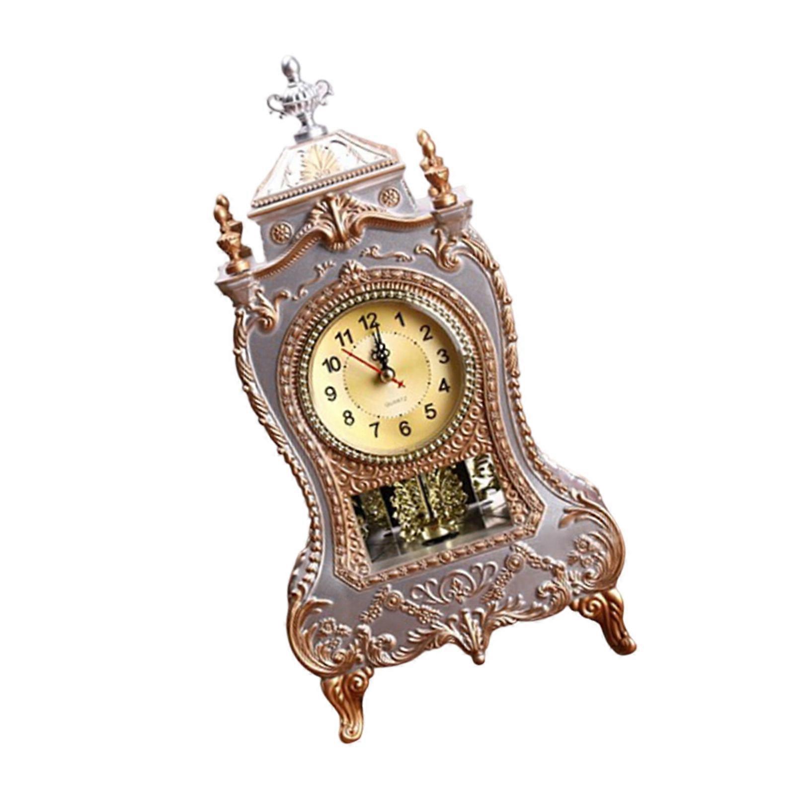 Decorative European Vintage Mantels Clock Automatically Plays Unique Music Chimes On The Hour with Pendulum Decoration  White