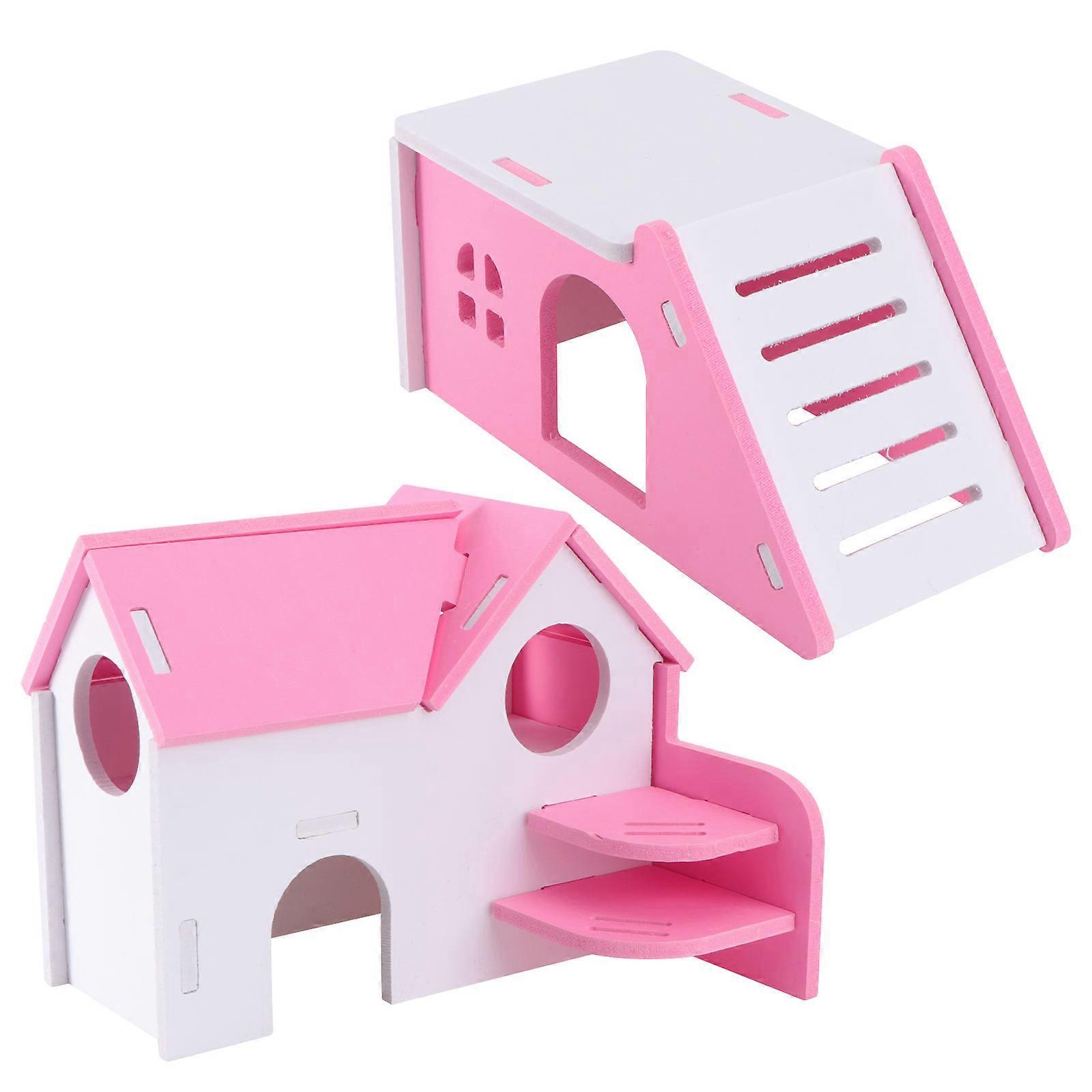 Pink PVC Hamster House Dual Layer Toy for Small Pets Ideal Safe and Fun