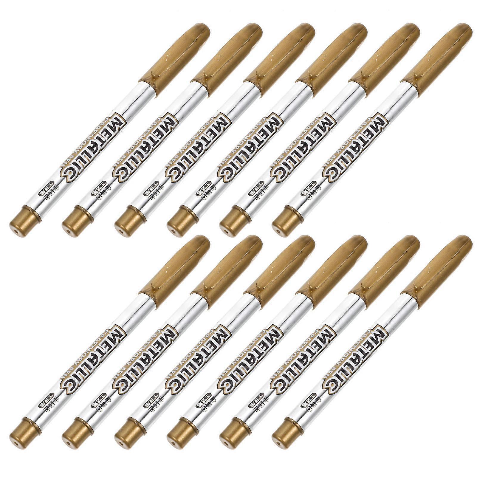 Decorative Pens Metallic Color Design Art Supplies Drawing Craft Decorations Wood Pottery 14X1cm 12Pcs