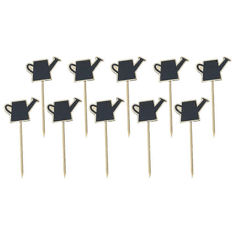 10 Mini Blackboard Picks for Decoration with Sticks Synthetic Material Black Color