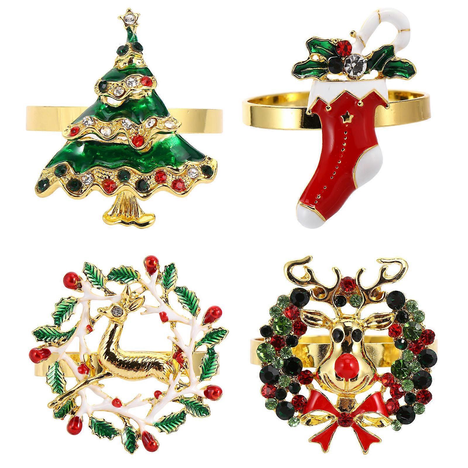 Napkin Buckles Dinner Table Alloy Material 1.38x1.38x1.77 Inch Table Decoration 4Pcs