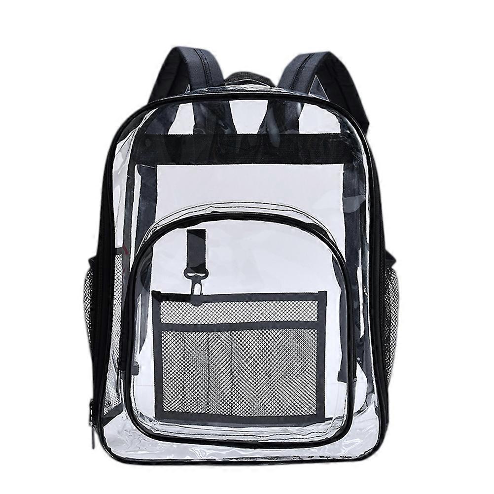 Transparent PVC Backpack for Women and Men Lightweight Large Capacity with 2 Side Pockets Mesh Organizer 13.8x5.5x17.7 Inches