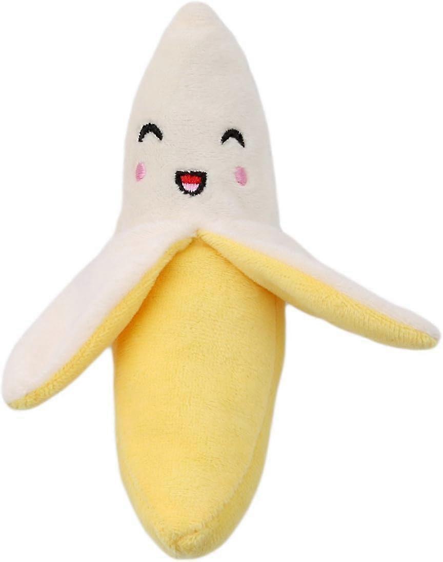 Plush Dog Toy for Puppies, Squeaky Banana Chew Toy, Soft Yellow Material, Ideal for Small Breeds