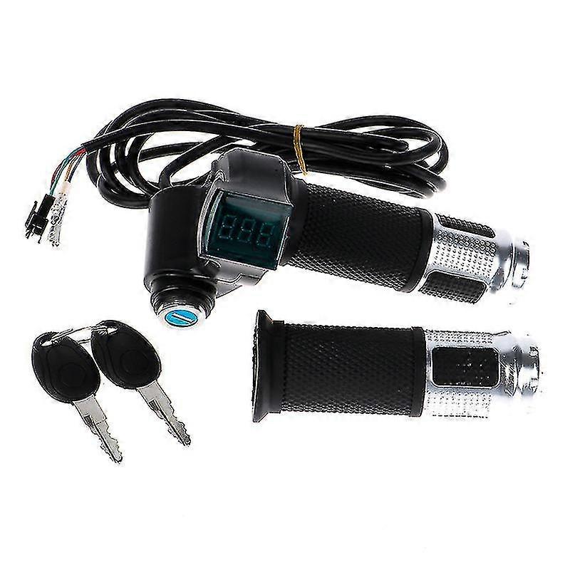 Electric Bike Throttle With Lcd Display Indicator Gas Handle Throttle Lock Key hwy