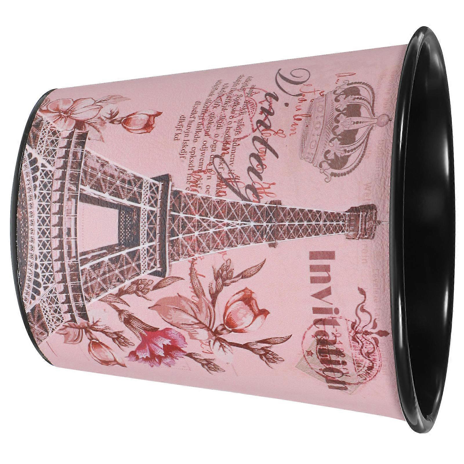 Creative Desktop Trash Can Retro Pattern Desk Waste Bin Multi Color 16.5X16.5X16CM Iron Garbage Storage 1Pcs