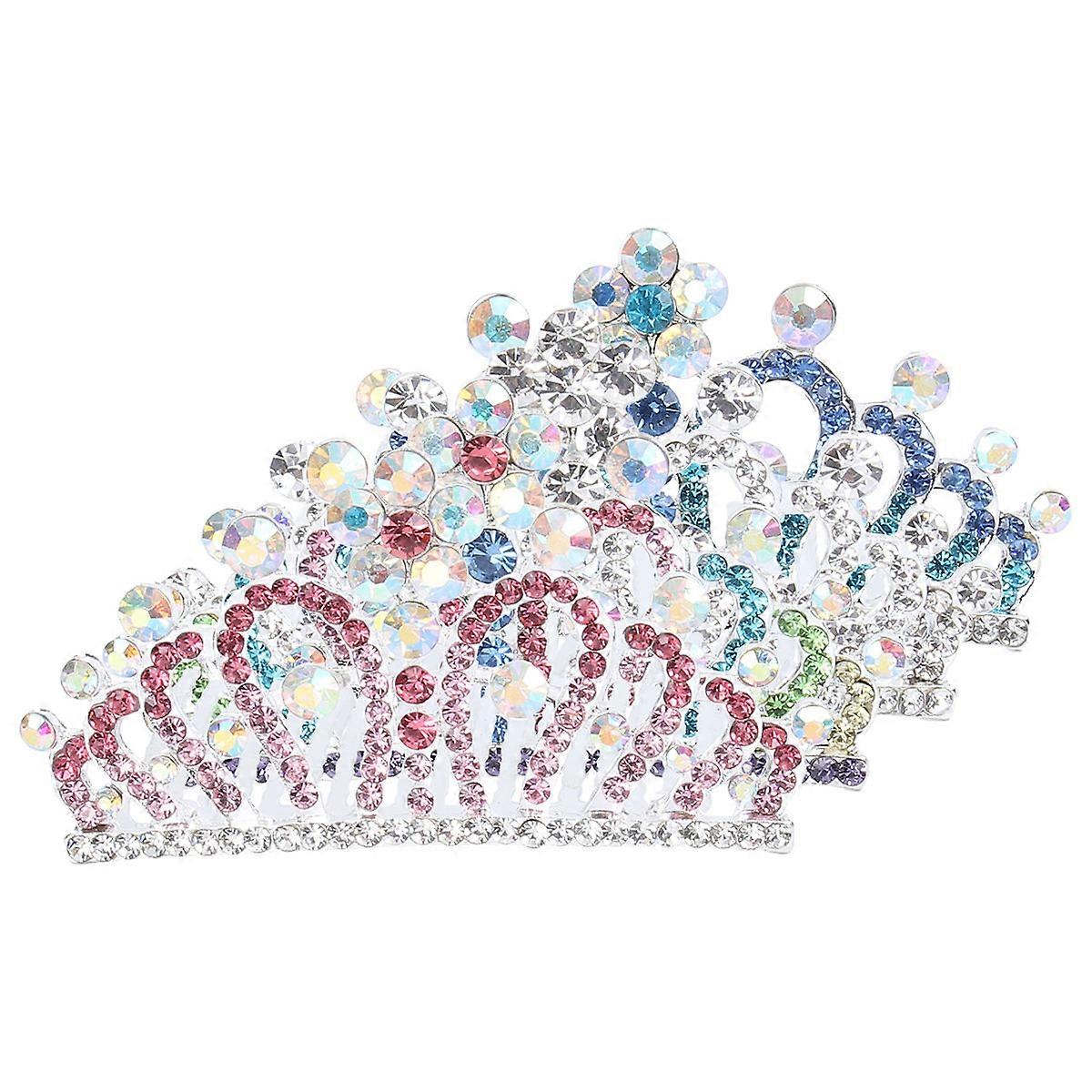 Chic Crystal Hair Comb for Kids with Assorted Colors and Durable Material 4 Pieces Lightweight Tiara for Parties