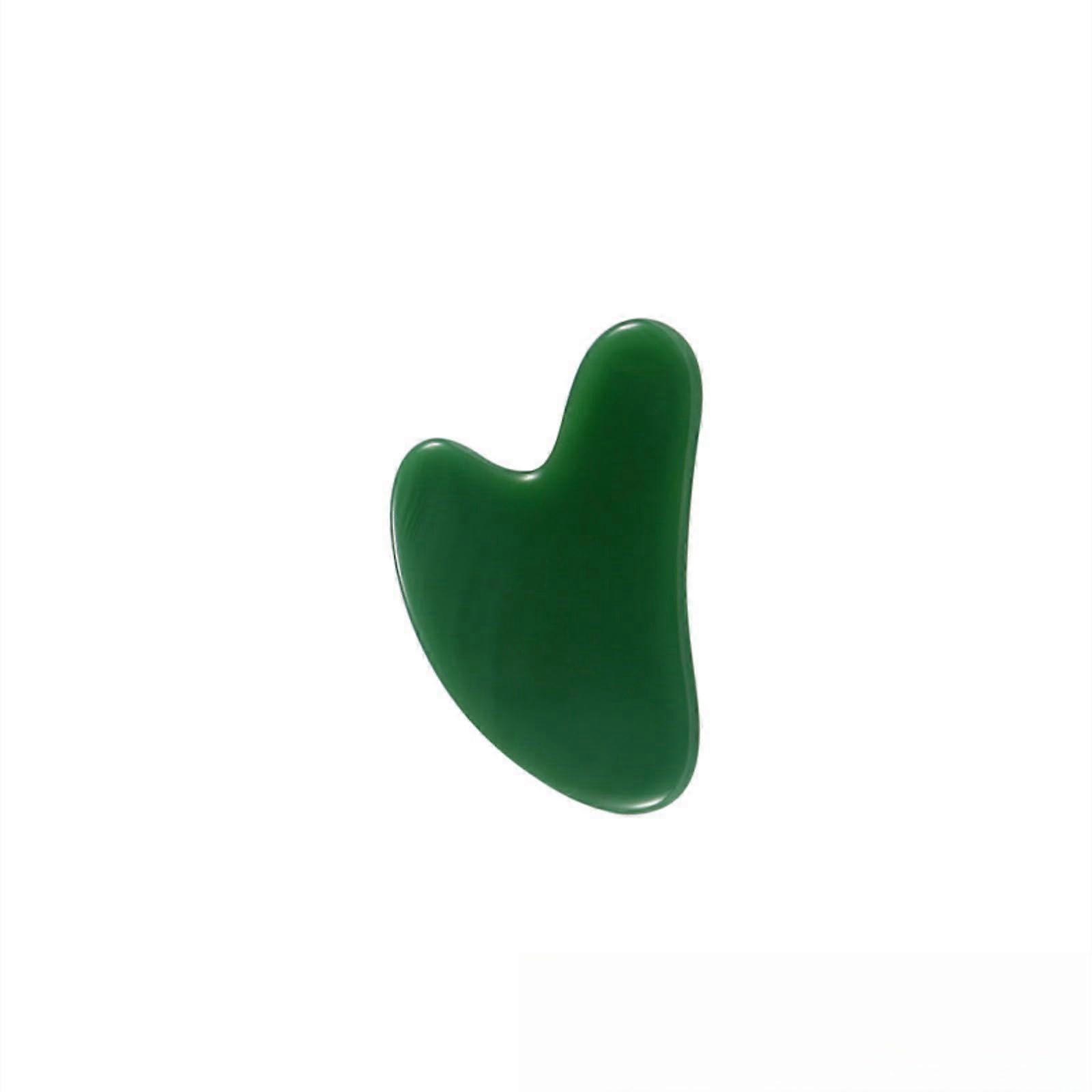 Dark Green Jade Scraping Tool Set Face Body Massage Stone, Eye Roller (Heart Shape)