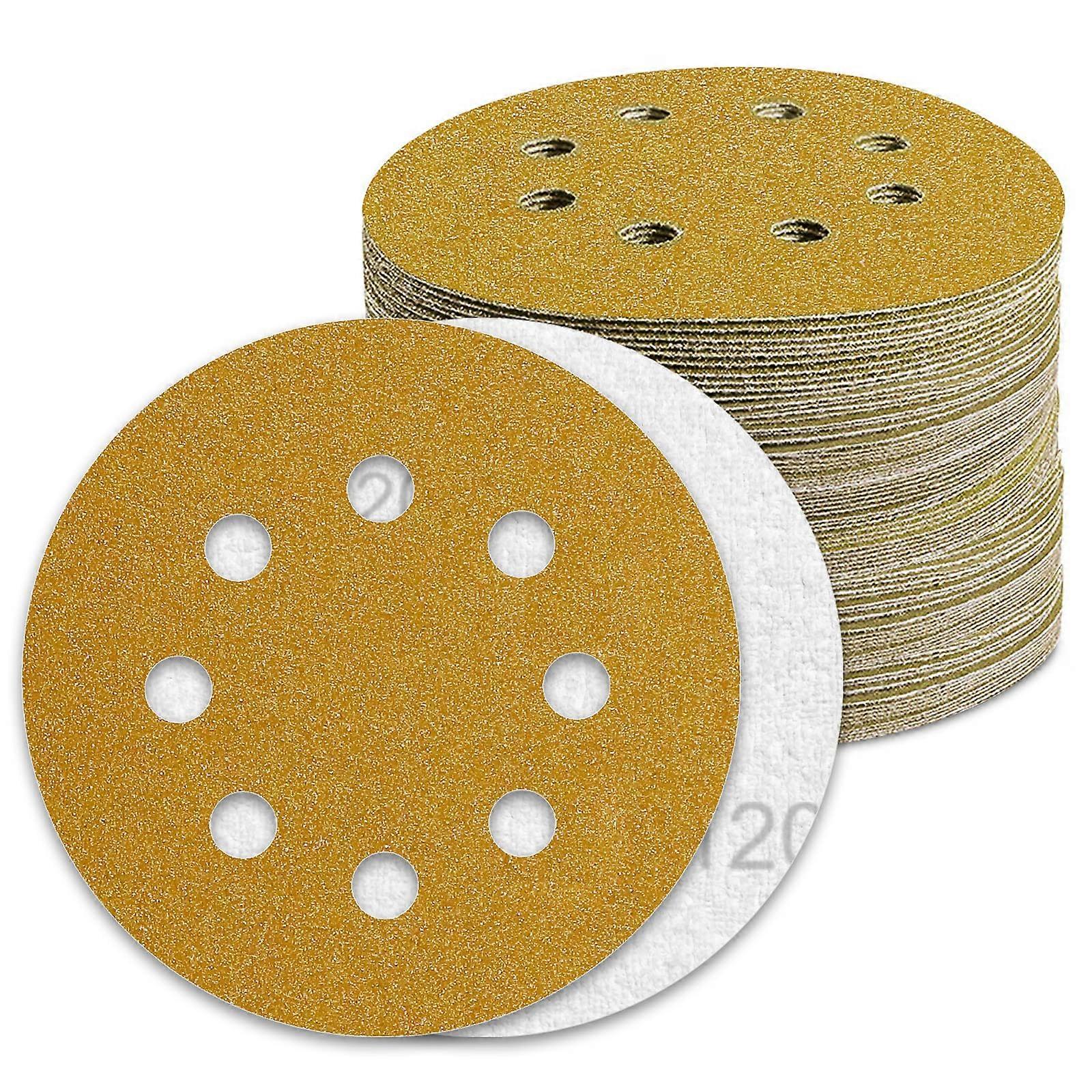 125 mm Velcro Sanding Discs 120 Grit 8 Holes Pack of 100 for Random Orbital Sander Sanding Machine Polishing Machine P120