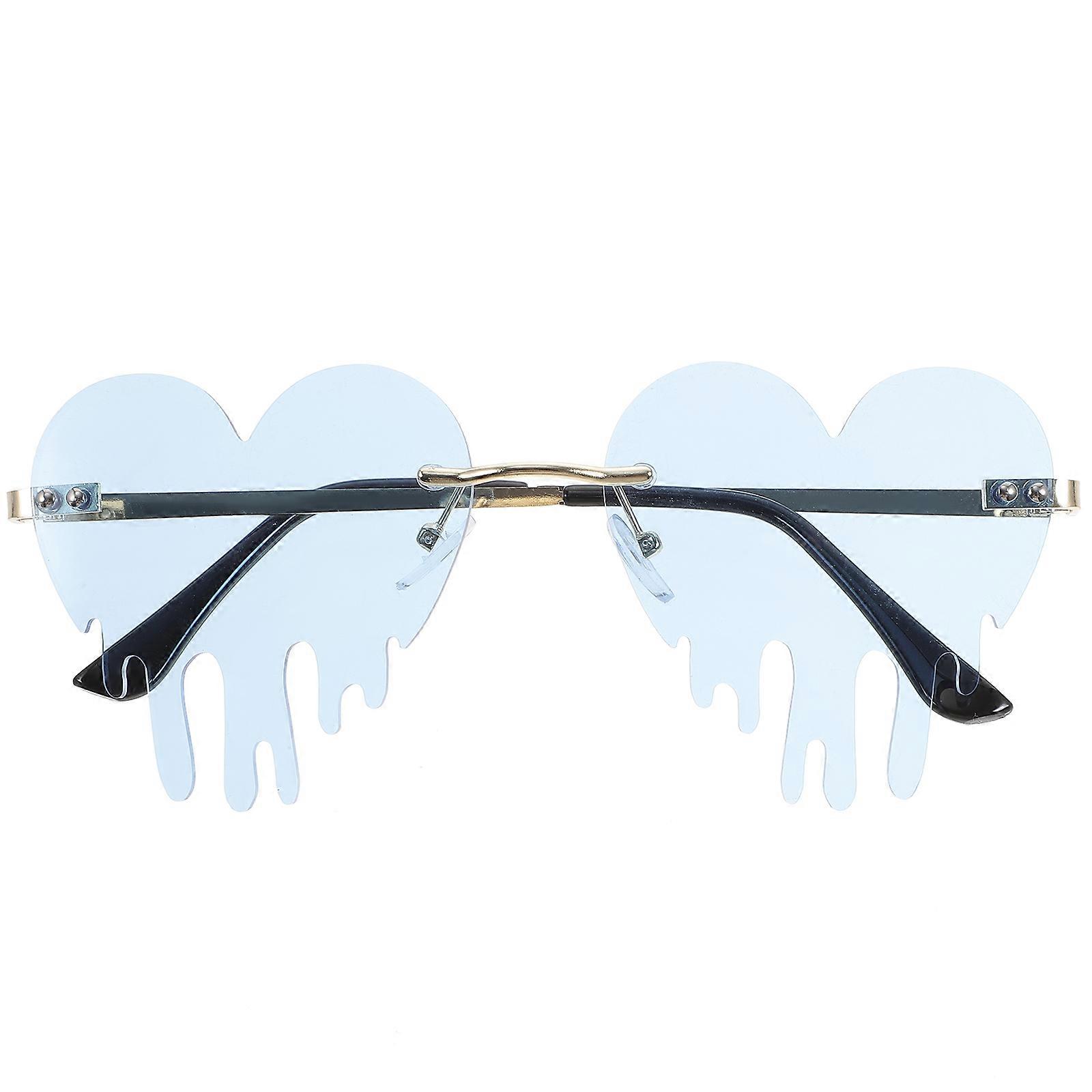 Skyblue Heart Shaped Metal and PC Sunglasses for Party Use Lightweight and Comfortable Fit