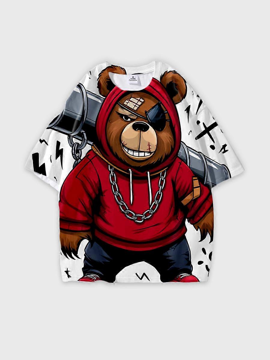 T-shirt round neck Pattern loose short sleeve N3104