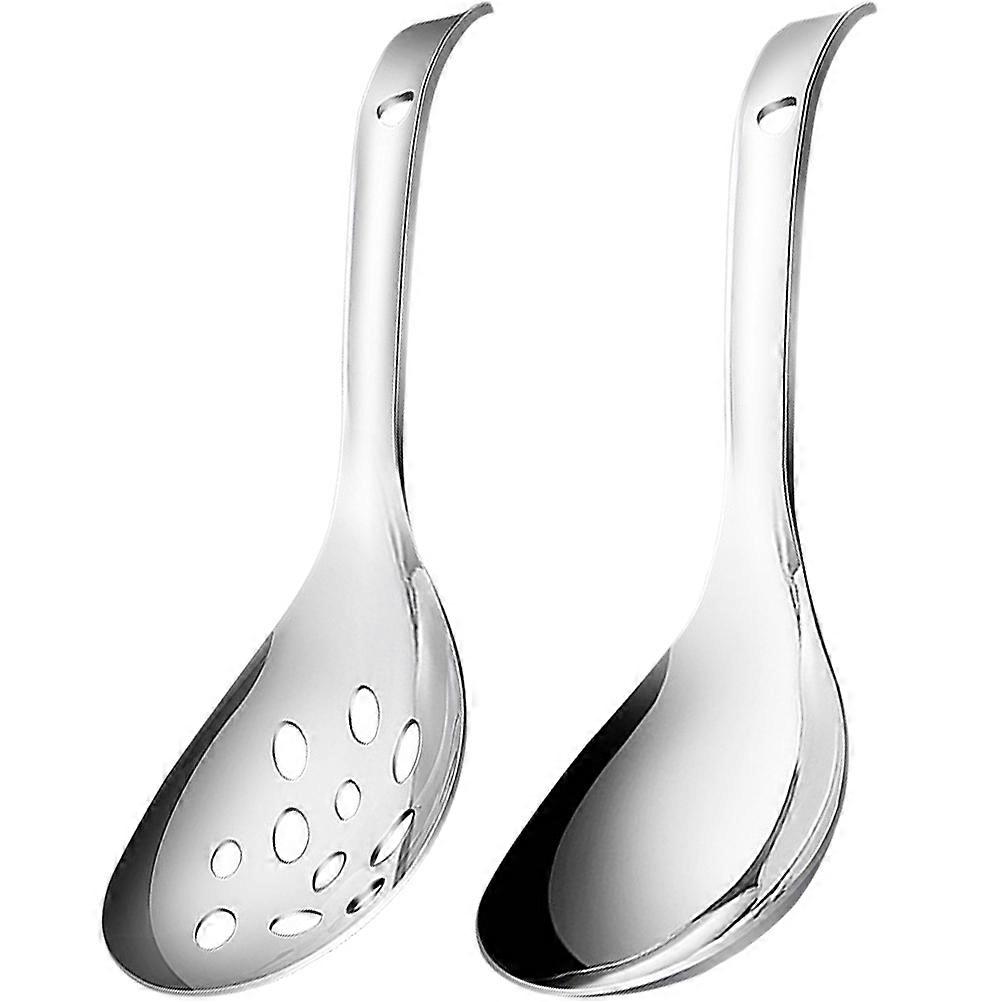 Big Spoons Serving Craftsmanship Slotted Spoon For Baking Stirring Spreading 2Pcs