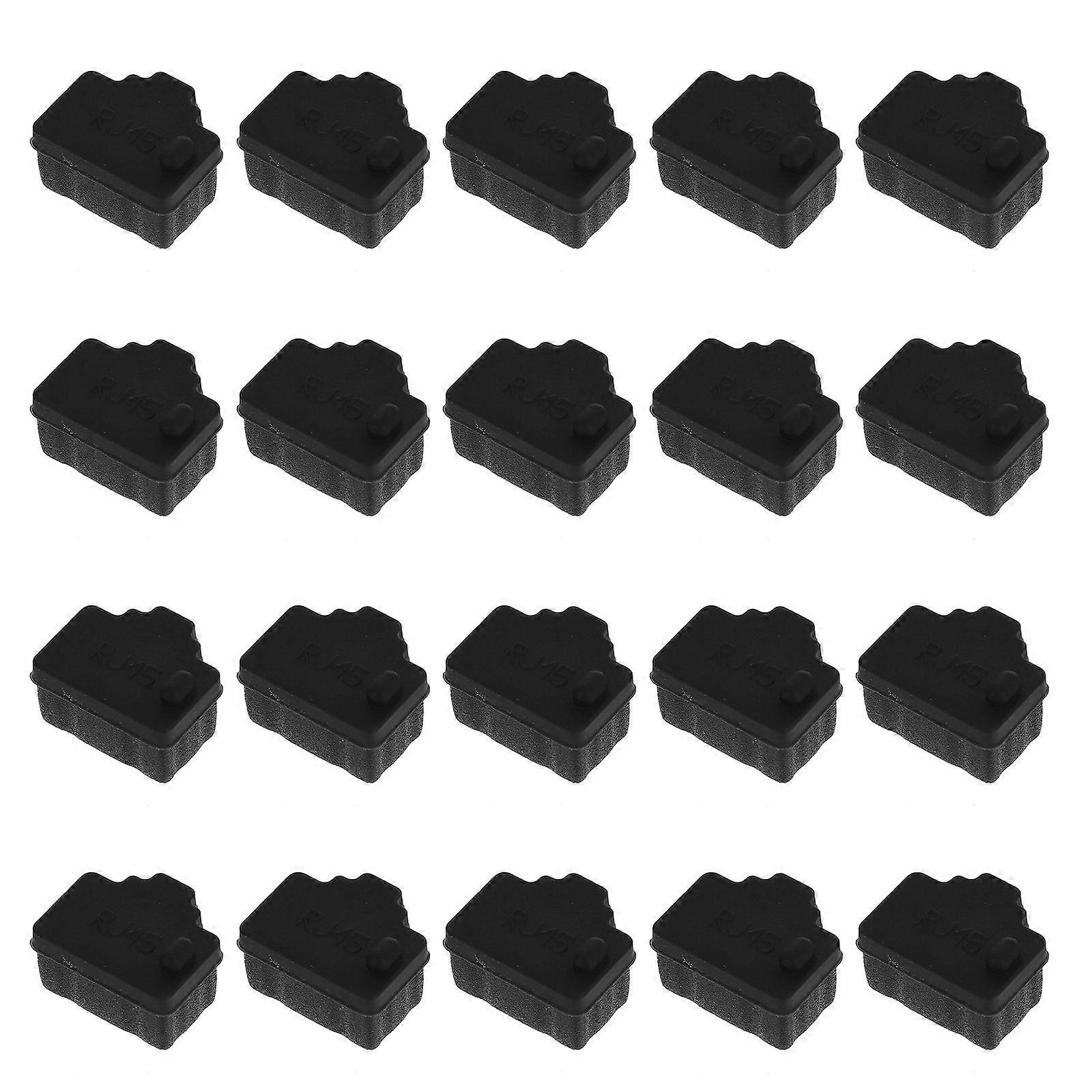 Ethernet Hub Port Stoppers 20Pcs Dust Protection Router Port Covers Black High-Quality Silicone