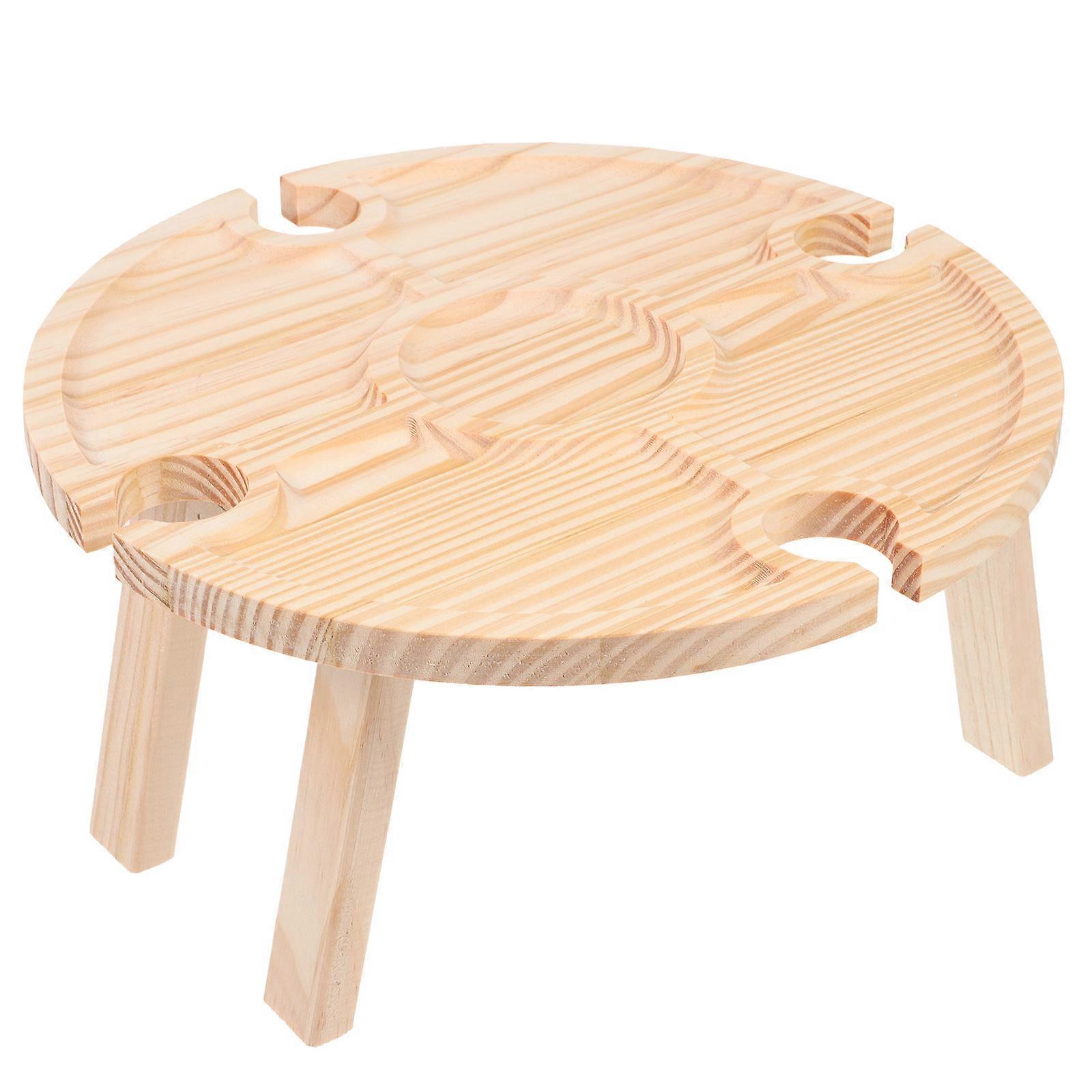 Portable Round Table for Home Use Beige Synthetic Material Compact Size Lightweight Practical Design