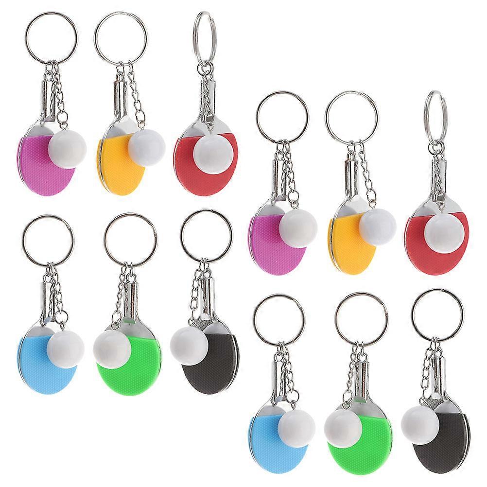 Table Tennis Racket Keychain Miniature Table Tennis Racket Shape Portable Accessory for Sports Enthusiasts 12Pcs