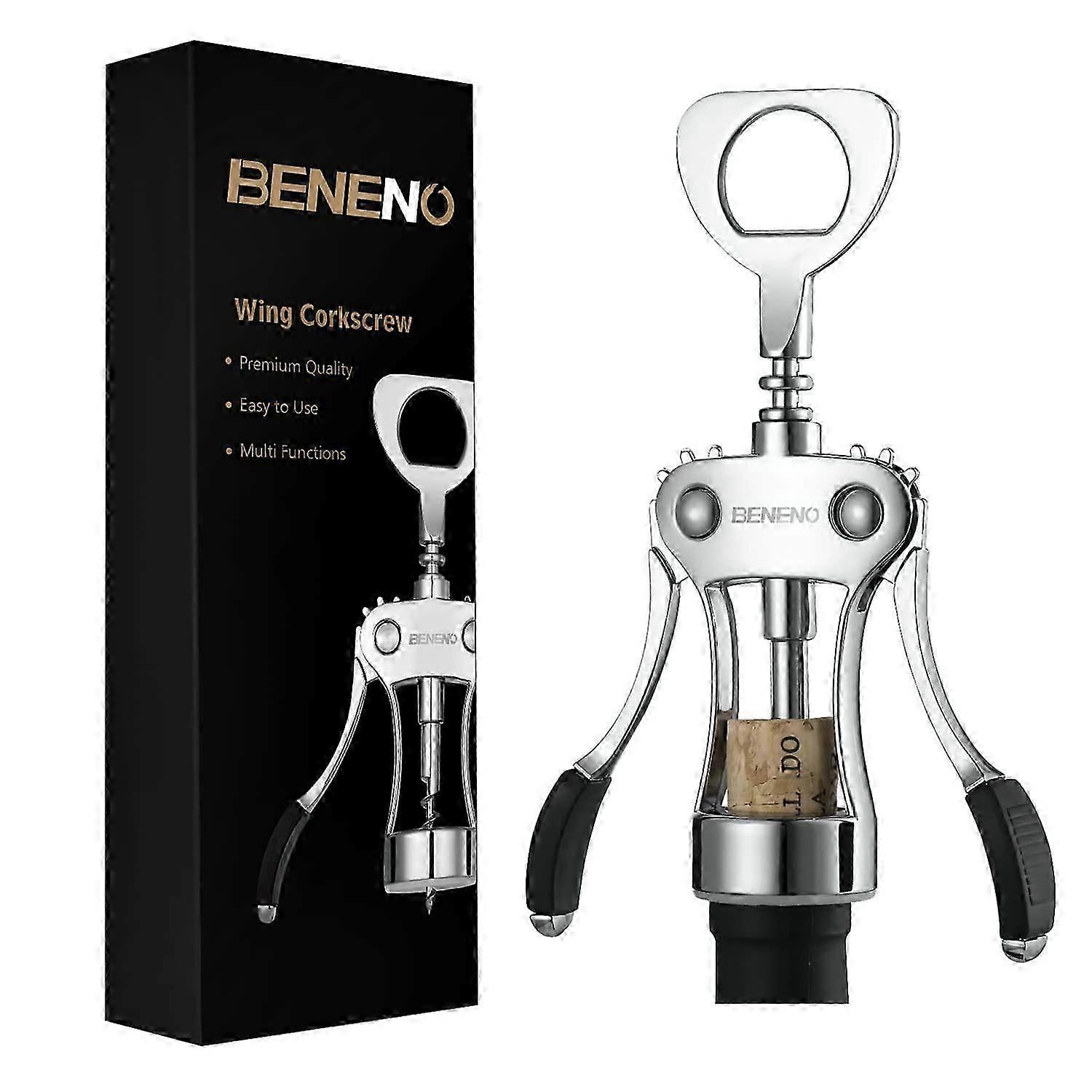 Corkscrew , Premium Zinc Alloy Wing Corkscrew with Multifunctional Opener, Silver