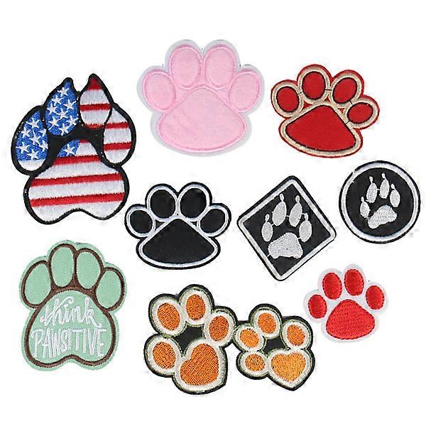 9pcs knitted patches dog paw shape iron-on patch DIY.