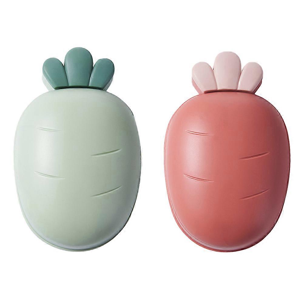 Kitchen Accessories Soap Draining Containers 2Set Simple Design Soap Boxes Rectangular Shape Hygiene Maintenance