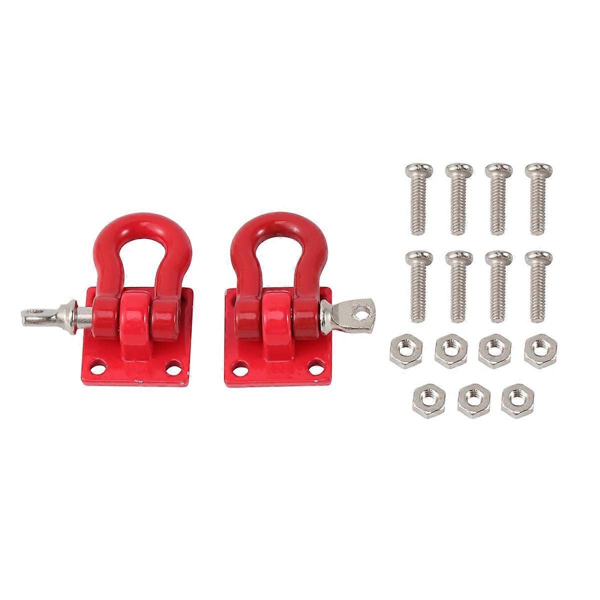 Universal Steel Tow Hook for Car Use Red Stylish Decoration with Adjustable Ring Design 2 Pieces