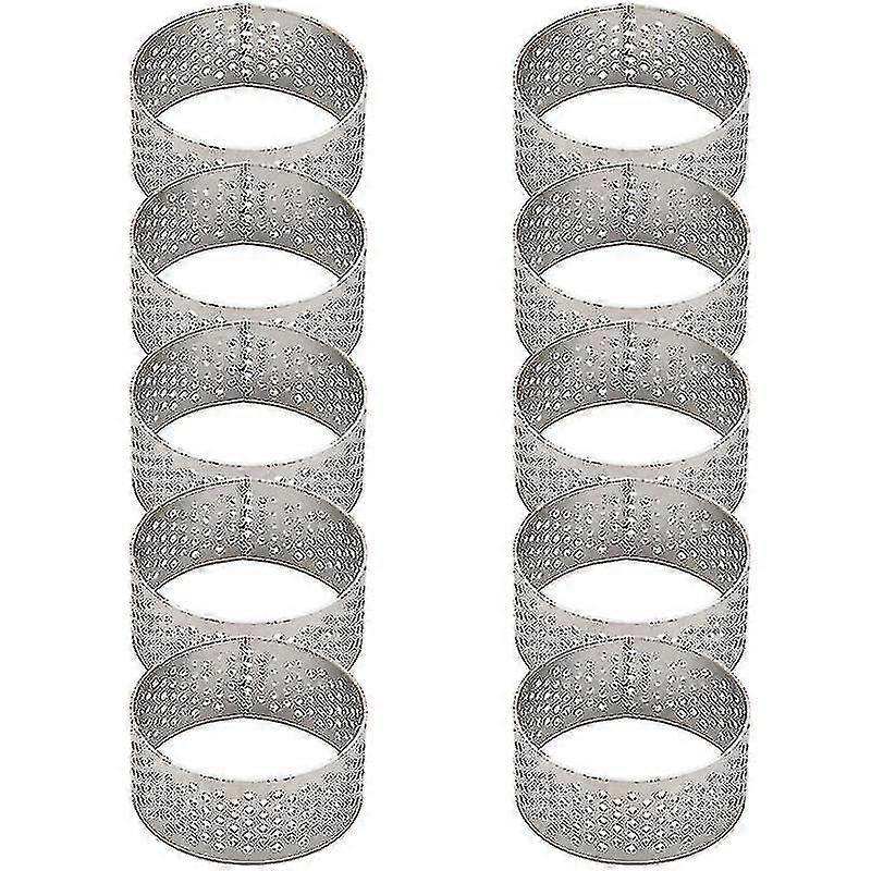 10個4.5cmラウンドステンレス鋼穴あきシームレスタルトリングキッシュパイパン