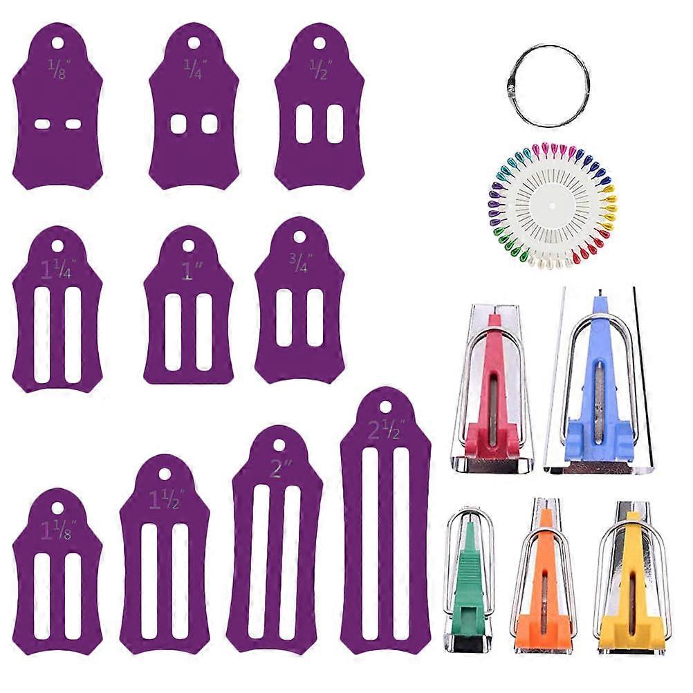 Set di strumenti per trapuntatura Creatori di nastri in sbieco 1 set di forniture per cucire pieghevoli in tessuto viola per uso quotidiano