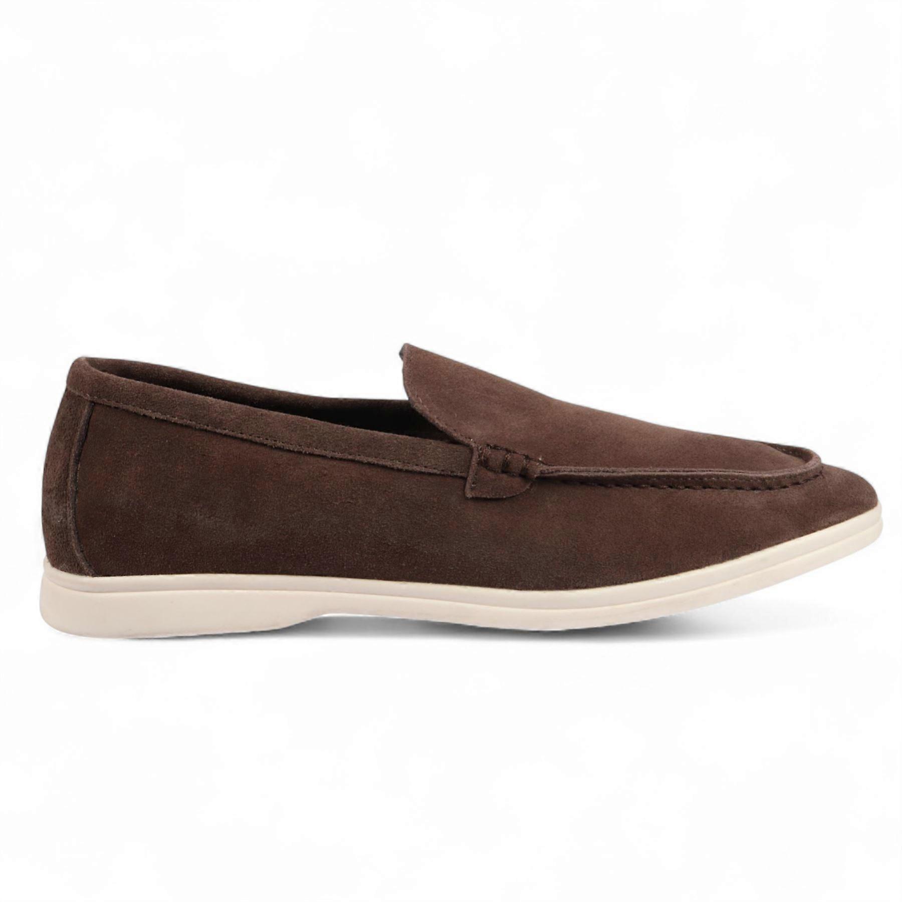 Men’s Durable Brown Slip-On Loafers Cushioned Insole Smart Boat Shoes