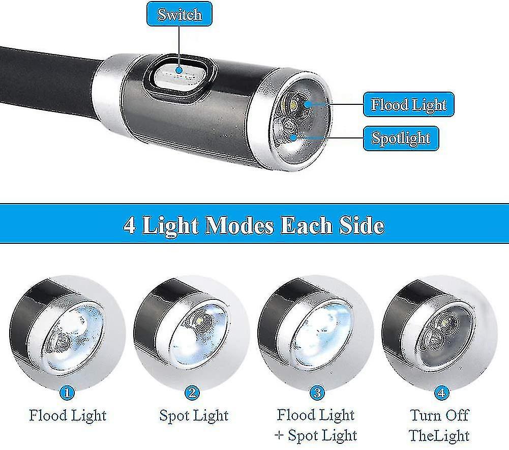 Led Hands-free Reading Lamp Hung On Neck 4 Led Lamp Beads, 4-speed Mode, Can Be Read On Bed Or In Car (black)